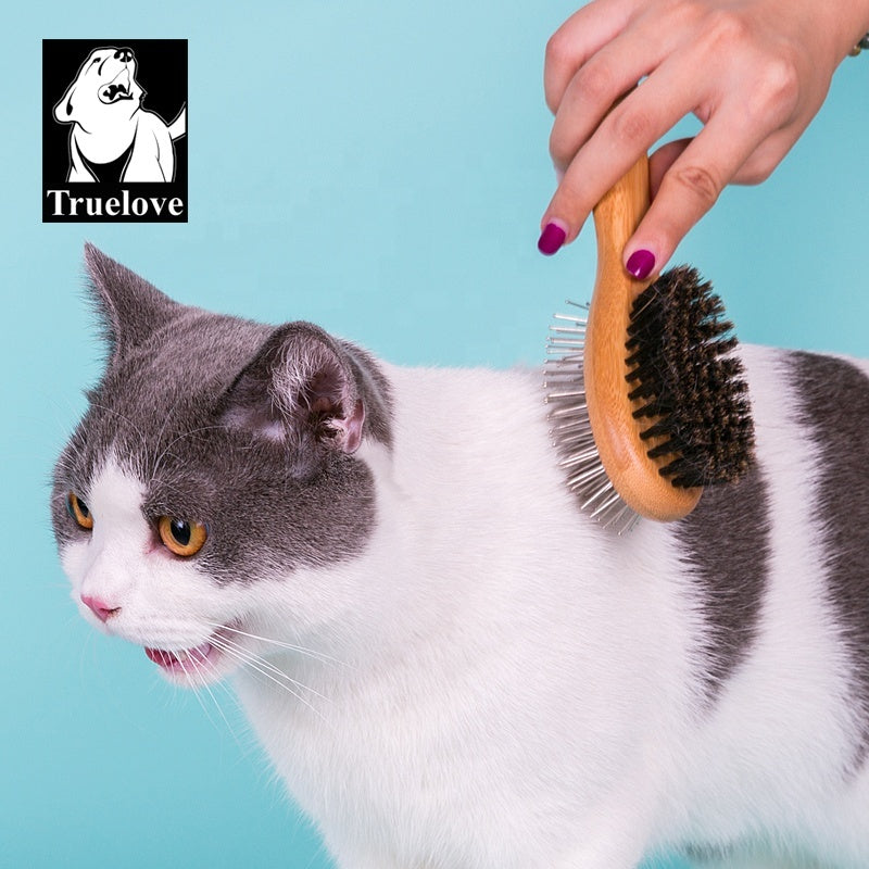 Truelove 2-en-1 brosse de toilettage double face pour animaux de compagnie pour chiens outil de massage multifonctionnel et de perte de fourrure